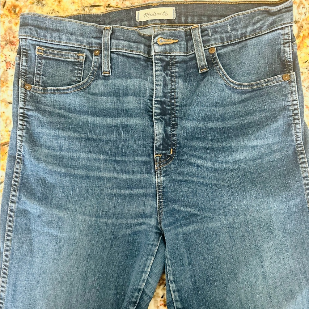 Madewell 10" High-Rise Skinny Jeans in Hayes Wash Style F4684 Dark Blue Stretch